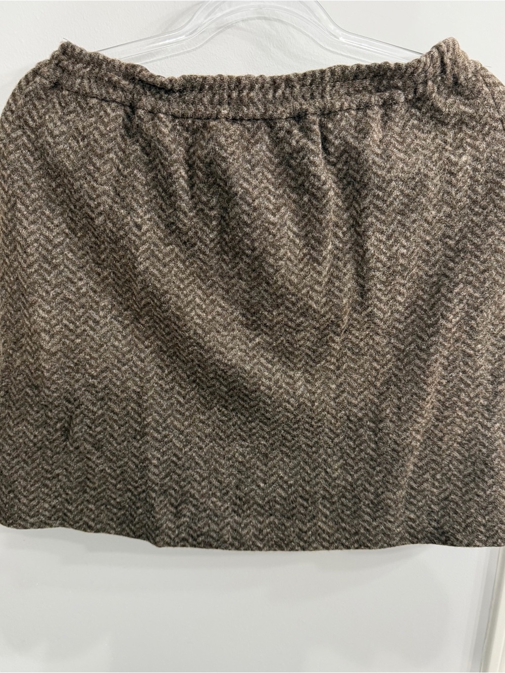 J. Crew Brown Herringbone Mini Skirt with Tan Trim